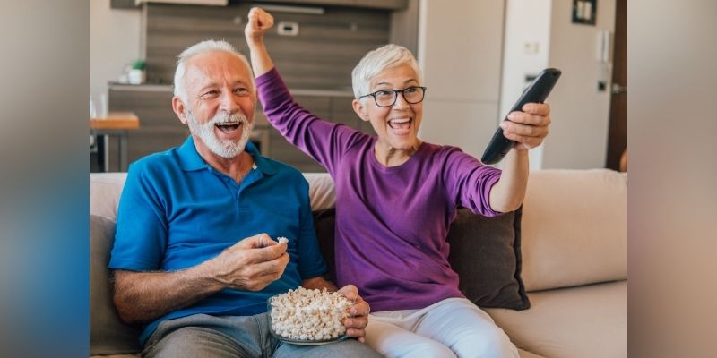old couple watching tv making love lasts forever