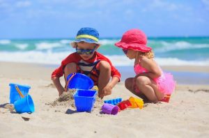 sun safe kids on a summer beach