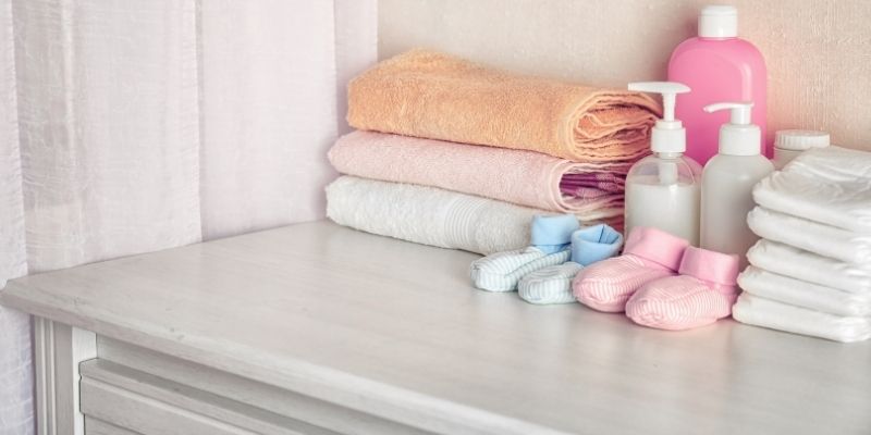 arranged diaper changing essentials