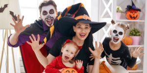 family in halloween costume