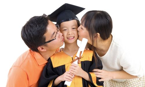 Child graduation with parents