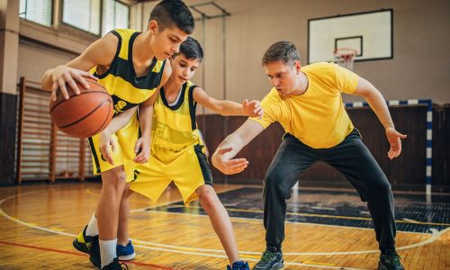 supporting child sport by encouraging outdoor activities like basketball