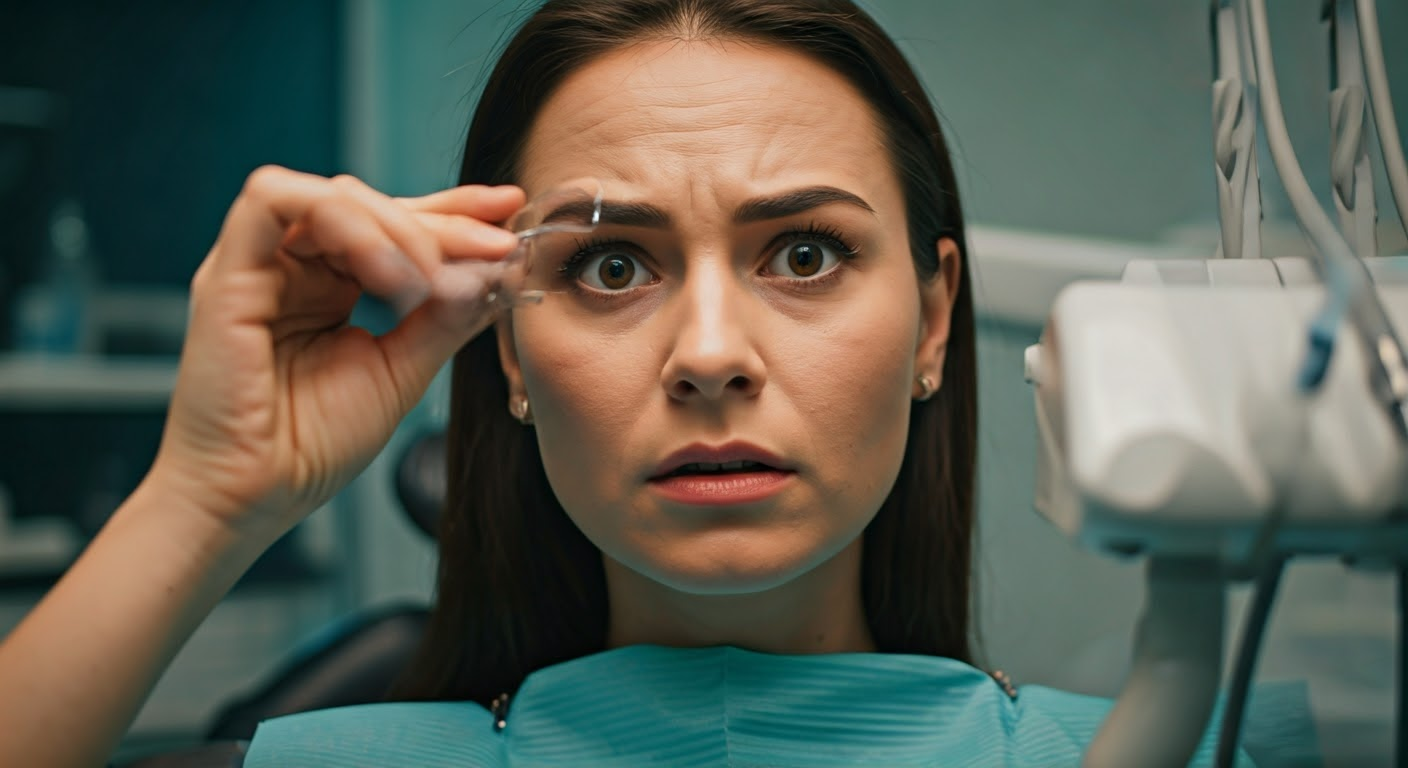 Person examining orthodontic appliances